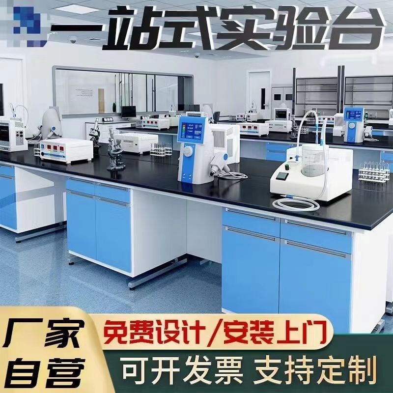 试验台钢木实验工作台实验室边台水槽台全钢实验台黑色理化板台面