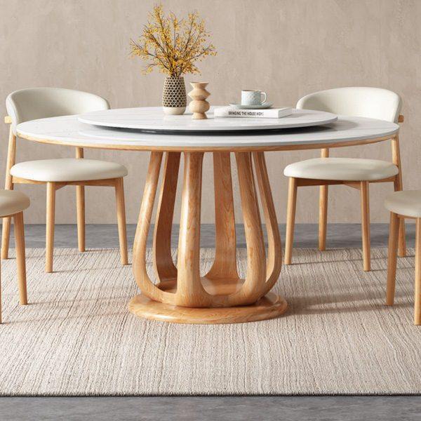 岩板餐桌椅组合现代简约家用小户型北欧餐厅大理石白蜡木圆桌饭桌,住宅家具,岩板餐桌,淘宝优惠券,粉丝福利购,淘宝优惠卷