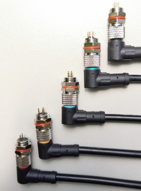 防水连接器M8弯头航空插头2芯3芯4芯5芯6芯公头/母头传感器带线