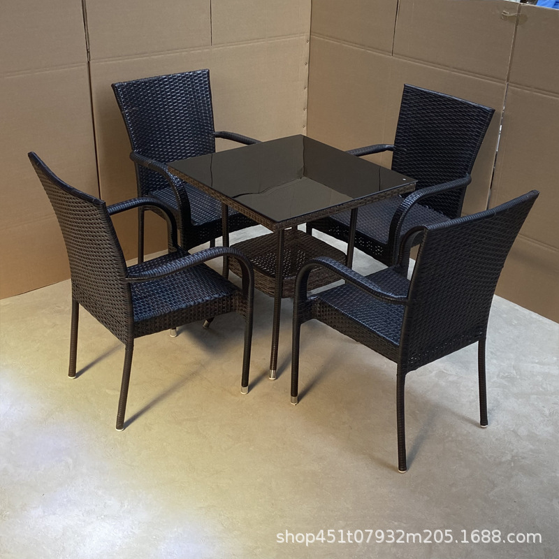 藤编椅子三件套户外桌椅别墅庭院椅阳台组合室外休闲花园露台凳子