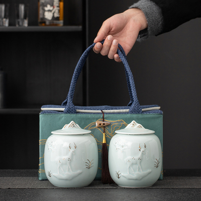 高档茶叶空礼盒装陶瓷密封罐布包礼盒红茶绿茶白茶石斛通用包装盒