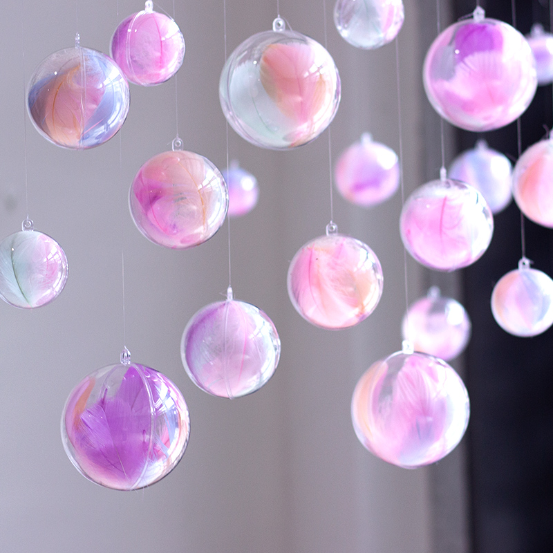 圣诞节店铺布置透明羽毛球创意空心吊顶天花板挂件挂饰装饰悬挂球