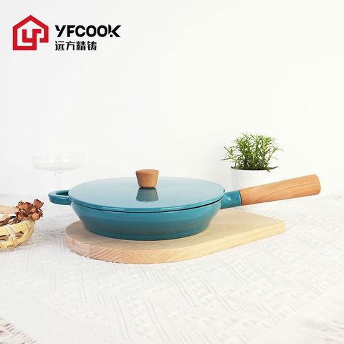 YFcook飞碟平底锅不粘锅家用牛排煎锅煎蛋煎饼油炸铸铁珐琅早餐锅