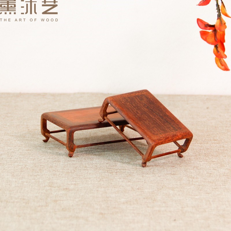 印度小叶紫檀微型盆景底座香炉茶壶玉器文玩工艺品底座