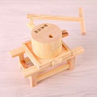 迷你仿古木制时来运转石磨 时来运转模型工艺品农具用品地摊