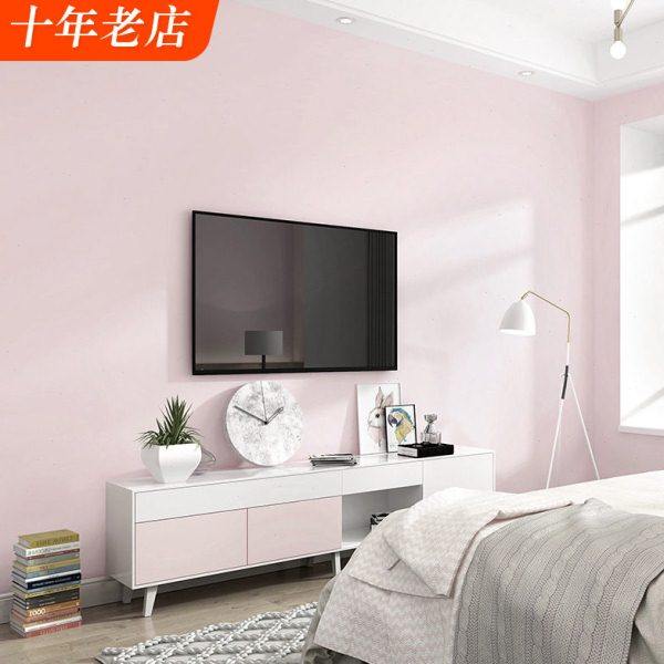 淡粉色墙纸 客厅卧室儿童房女孩公主纯色素色现代简约 浅粉色壁纸