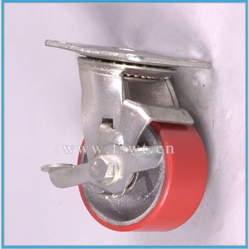 万向轮子带刹车6寸重型工业脚轮铁芯包PU轮子聚氨髴滑轮车子脚轮