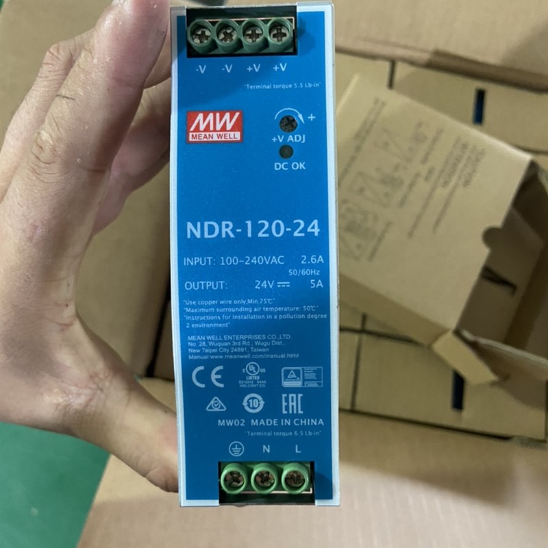 明纬NDR-120-24 明纬电源120W24V5A 台湾明纬正品货 全新货