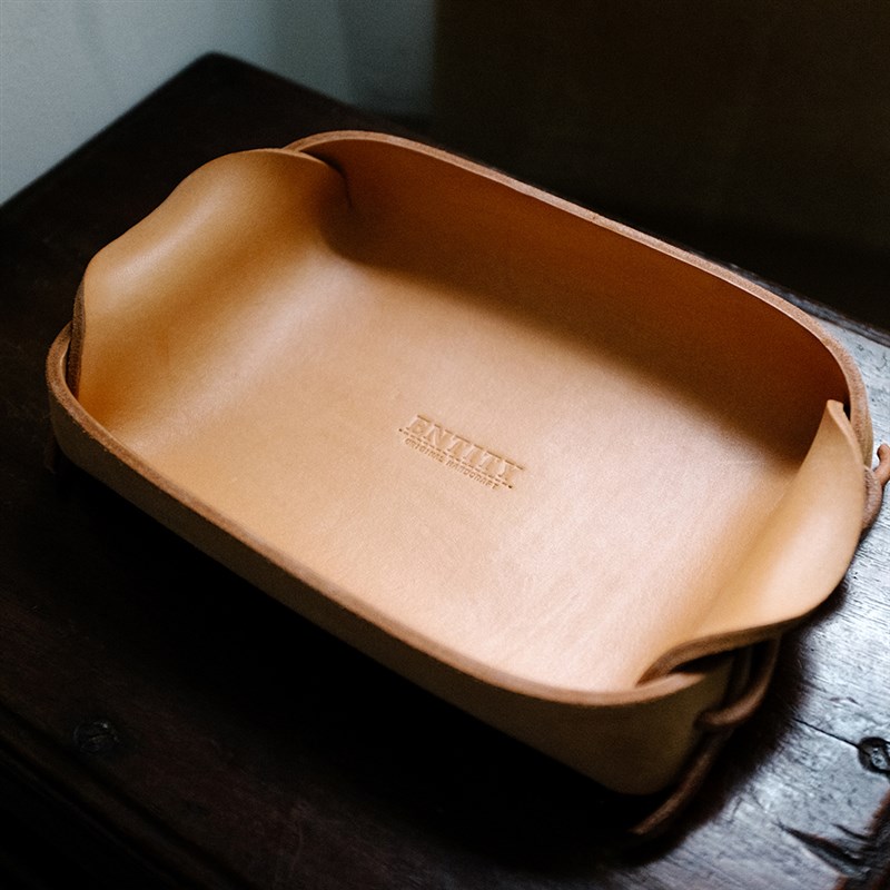 存在物Entity 托盘原色植鞣复古牛皮编织文玩盘子首饰收纳盒NEW