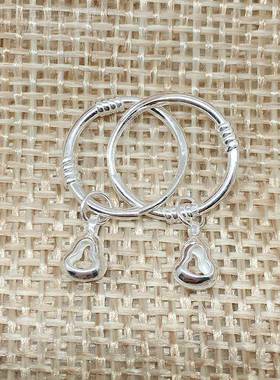 s99童0纯银港花小耳环 小耳坠 学LBLS儿生养耳饰银品 手工银