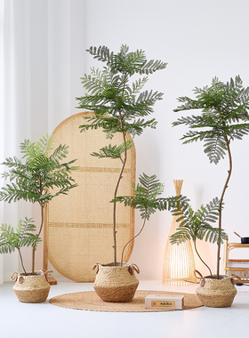 蓝色的花楹仿真绿色植物高端轻奢室内客厅阳台仿生植物装饰大型落