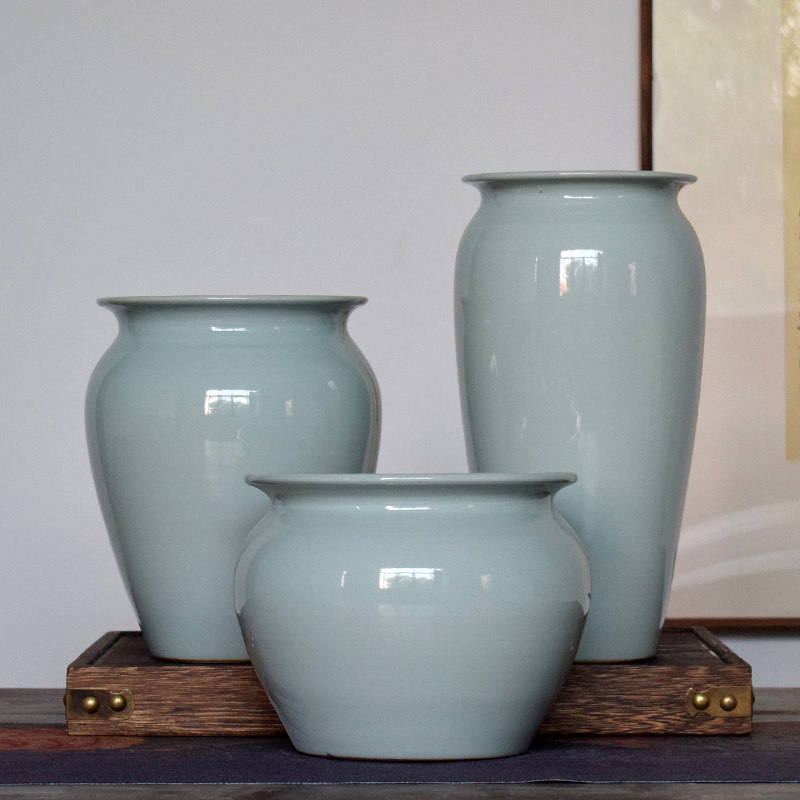 简约居家中式陶瓷花瓶复古客厅玄关桌面摆件大口径豆青色水培花器,饰品/流行首饰/时尚饰品新,其他DIY饰品配件,淘宝优惠券,粉丝福利购,淘宝优惠卷