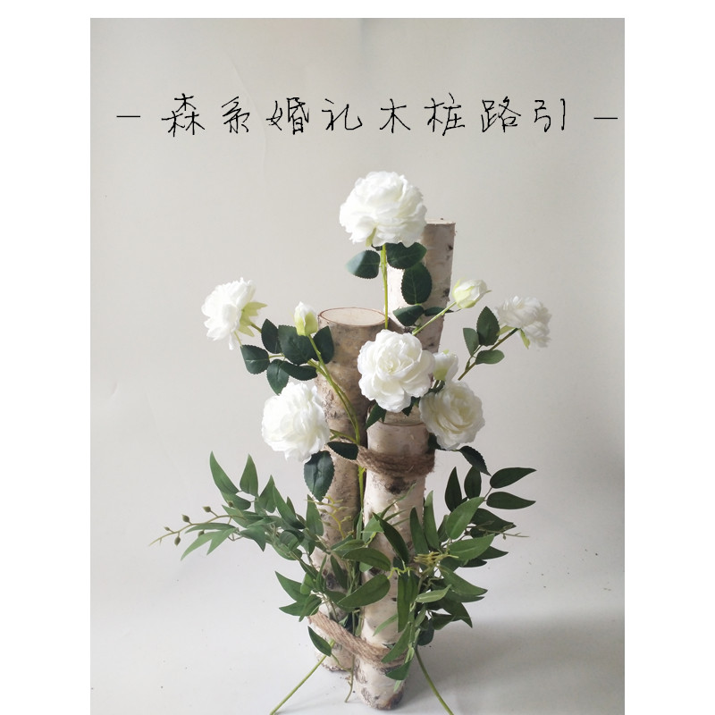 森系婚庆道具白桦木麻绳木桩引舞台台装饰拍摄道具