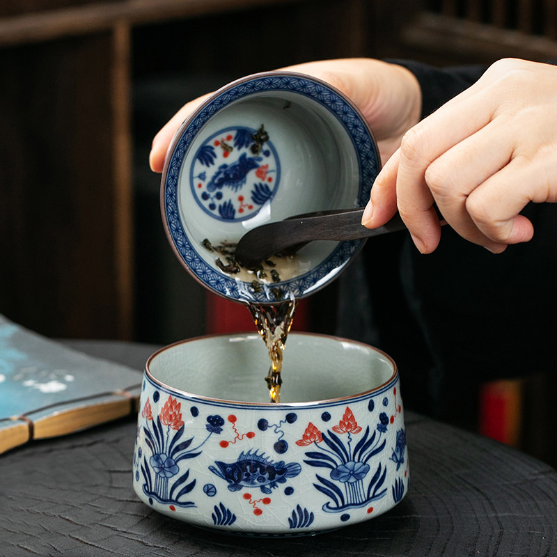 青釉下手工彩茶洗杯洗碗老陶泥废水盆茶渣缸功夫茶具水盂盆
