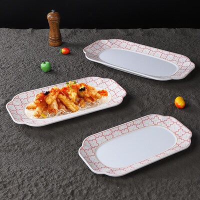 仿瓷餐具塑料浅盘饭店咖喱热菜商用长盘酒店特色密胺餐盘