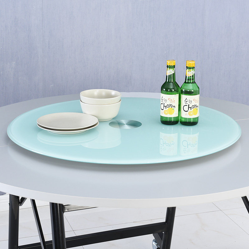 餐桌钢化玻璃转盘家用黑色白色烤漆转台酒店旋转圆形玻璃饭桌台面