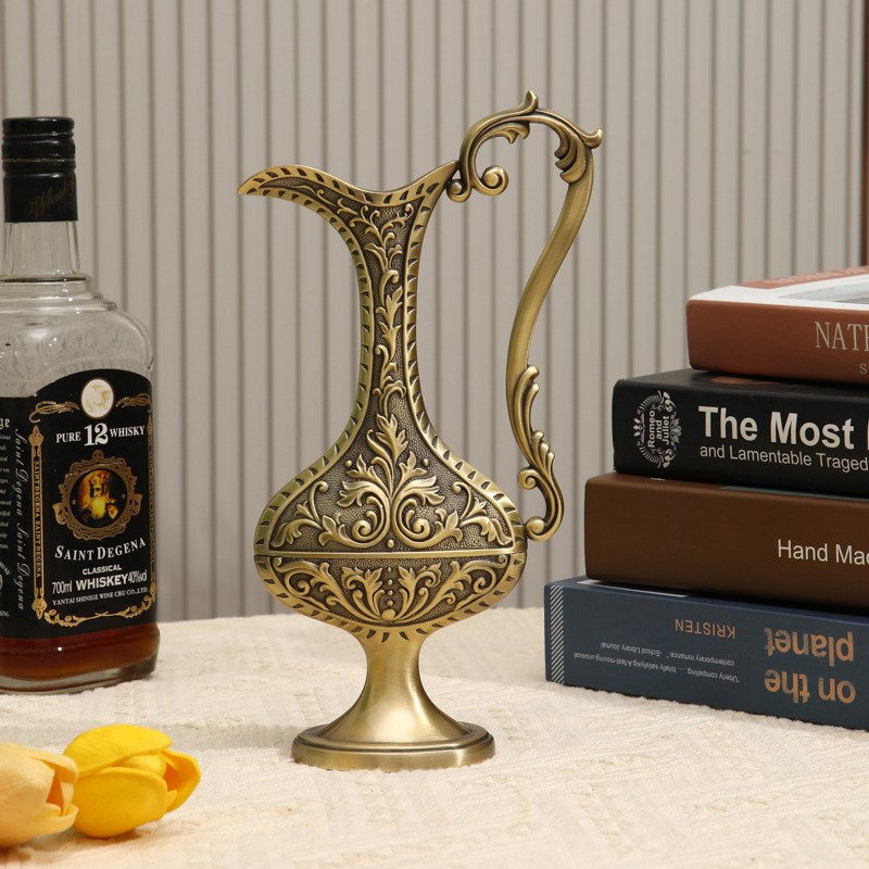 高档轻奢提手花瓶家用客厅桌面插花花瓶家居饰品装饰摆件复古花器