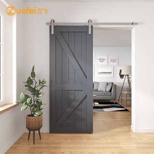 左飞谷仓门吊轨304拉丝不锈钢吊轮推拉移门轨道滑轮全套五金配件