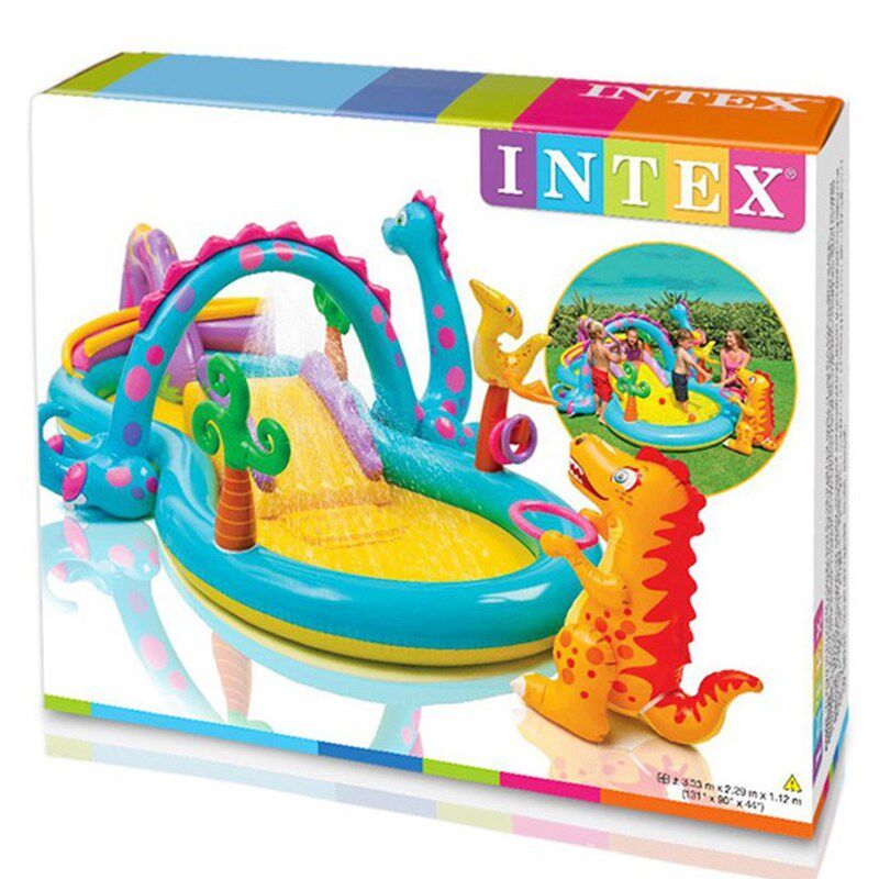 INTEX57135恐龙喷水池充气海洋球池婴幼儿戏水池游泳池加厚钓鱼池