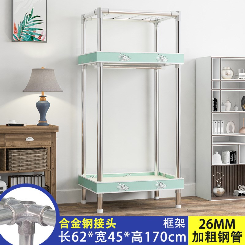 简易衣柜家用卧室布衣柜全钢架加粗加厚出租房结实耐用经济型衣橱