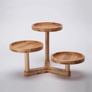 甜品高脚点心盘水果盘多层蛋糕架子婚庆生日木质托盘