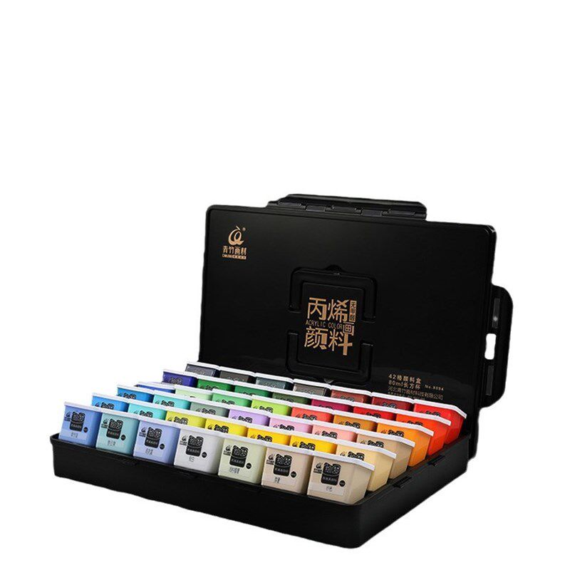 青竹丙粉果冻颜料套装42色80ml高考丙希丙烯颜料色彩学生联考美术