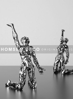 现代轻奢创意舞蹈人物q摆件样板间客厅书房博古架电视柜装饰工艺