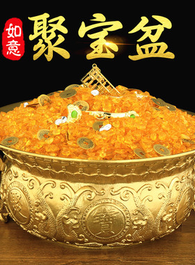 黄铜聚宝盆摆件双龙q铜盆家居客厅店铺装饰工艺品开业礼品