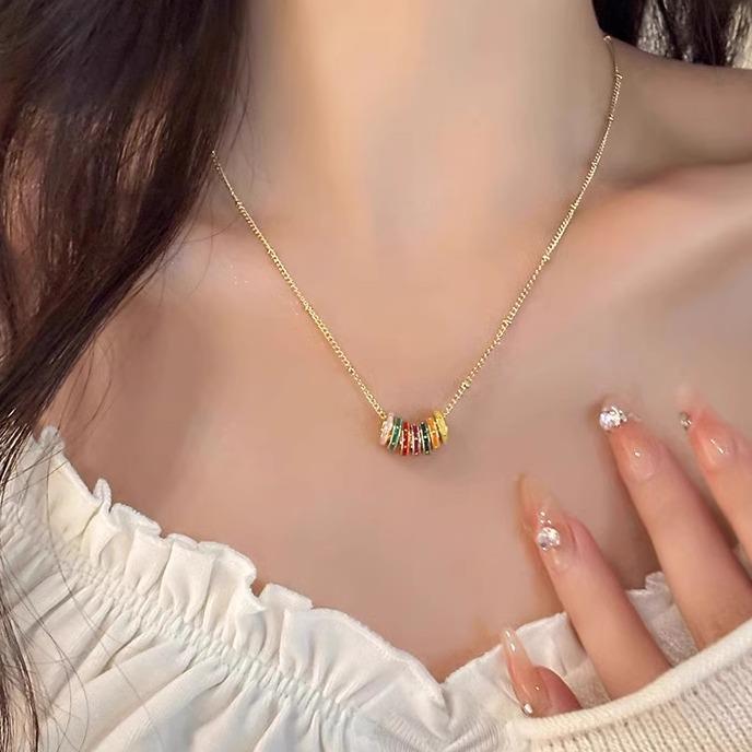 Loga.Py 彩虹圈项链女生小众设计锁骨链女感2025新款爆款百搭配饰