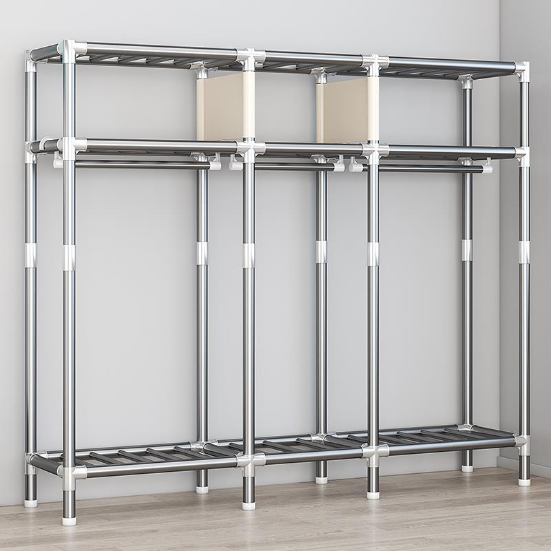 简易衣柜家用卧室布衣柜现代简约出租房钢管加粗加固组装收纳柜子