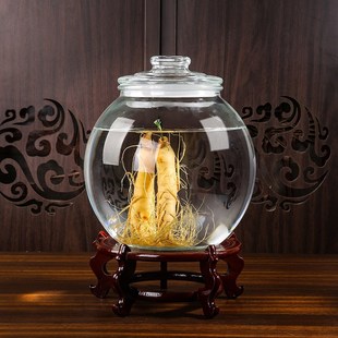 加厚玻璃泡酒瓶5斤10斤20斤大口径药酒瓶家用人参专用酒坛带底座