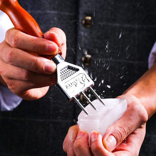 调酒师冰锥三头锥调酒碎冰工具威士忌冰球三叉冰锥酒吧破冰凿冰器