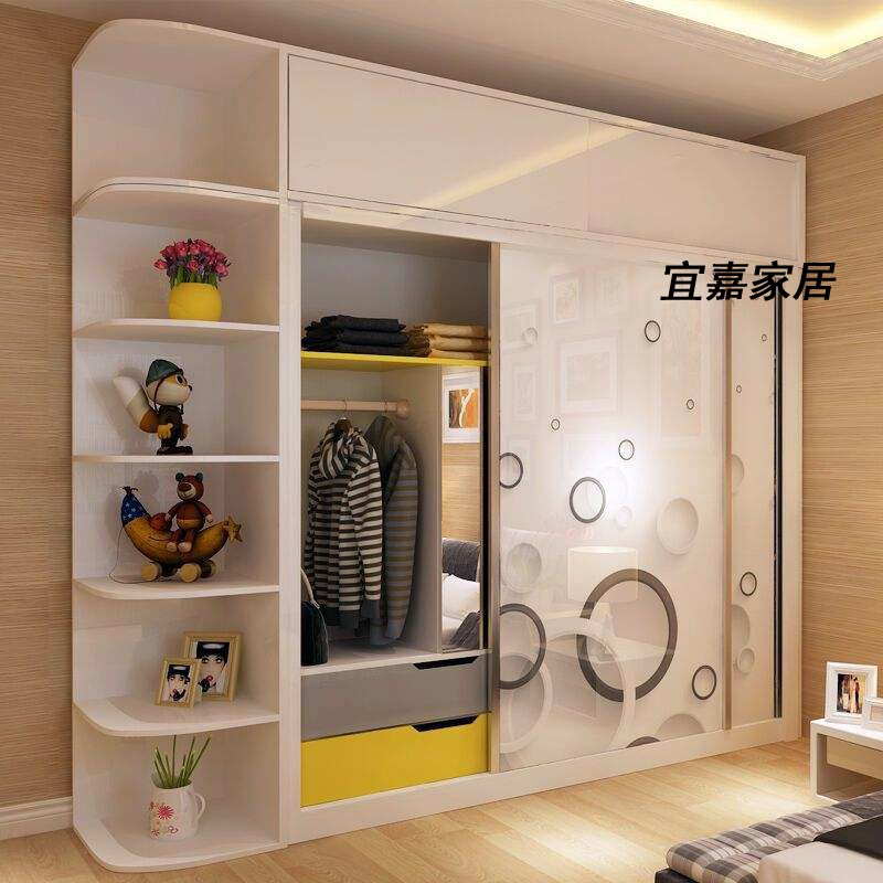 定做衣柜门推拉滑移门百叶门简约现代经济型组装来图定制钢化玻璃