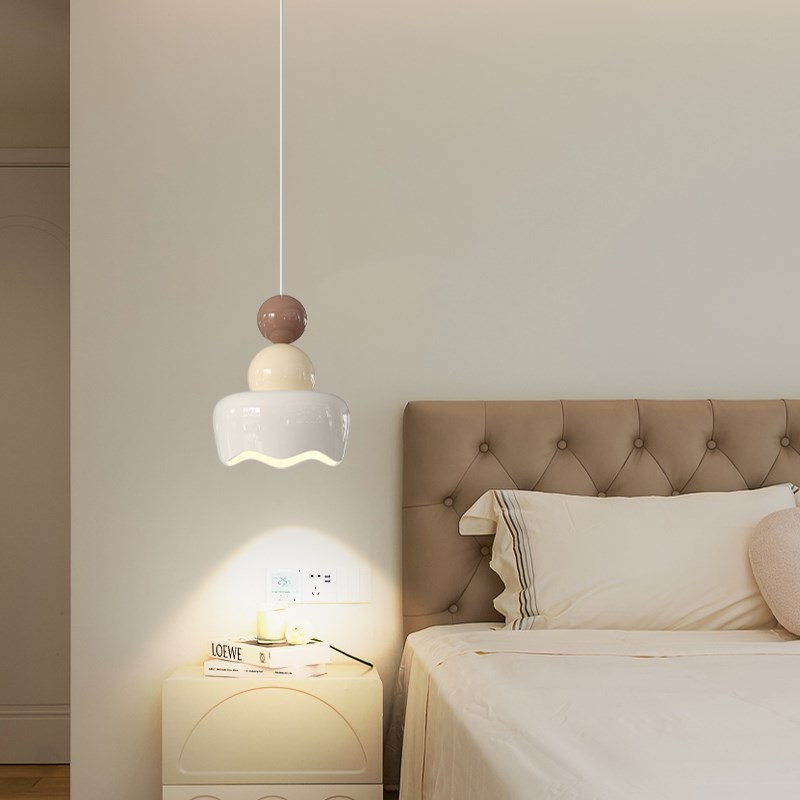 铭琢奶油风法式床头小吊灯吧台吊线灯全光谱护眼高级感灯具儿童房