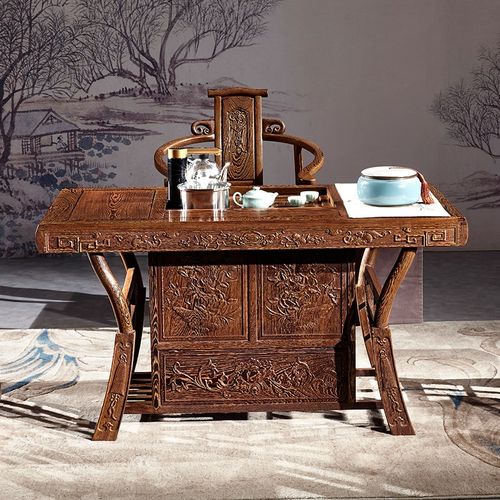 王木匠红木茶桌椅鸡翅木喝泡茶桌实木中式仿古功夫阳台茶台几