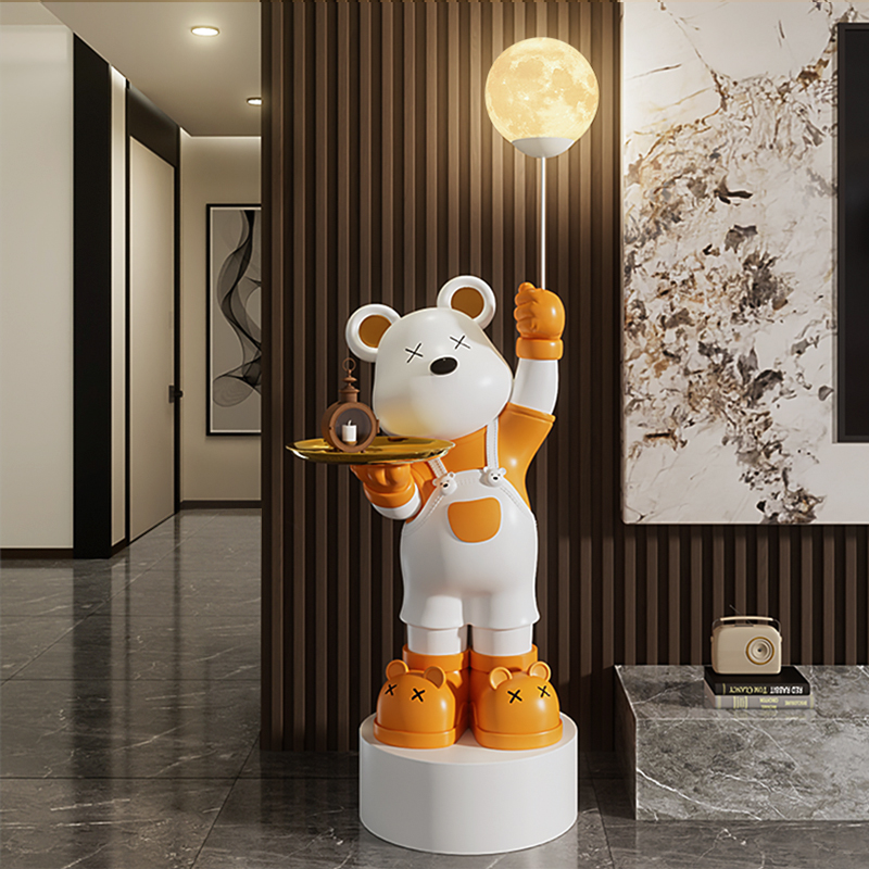 暴力熊落地摆件月球灯客厅大型电视柜旁装饰品新房子乔迁新居礼品