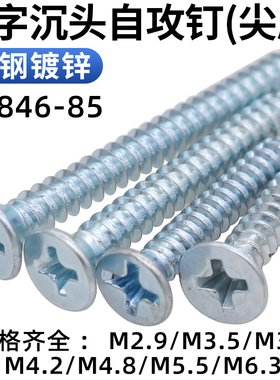 CZ五金加硬环保蓝白锌沉头自攻钉GB846十字平头自攻螺钉螺丝大全