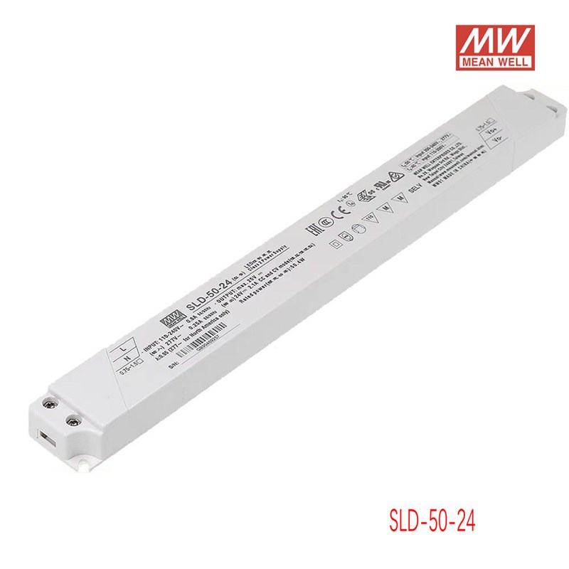 明纬电源SLD-50-12/24/56V 恒流恒压长条型LED灯箱电源50/80/150W