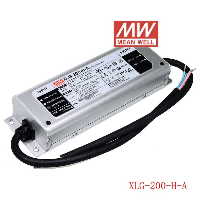 台湾明纬LED防水电源XLG-200-12/24-A/AB L/H型 恒功率驱动器200W
