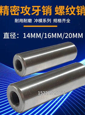 精密攻牙销内螺纹圆柱销直肖淬火模具定位销D14/16/20MM-120MM长
