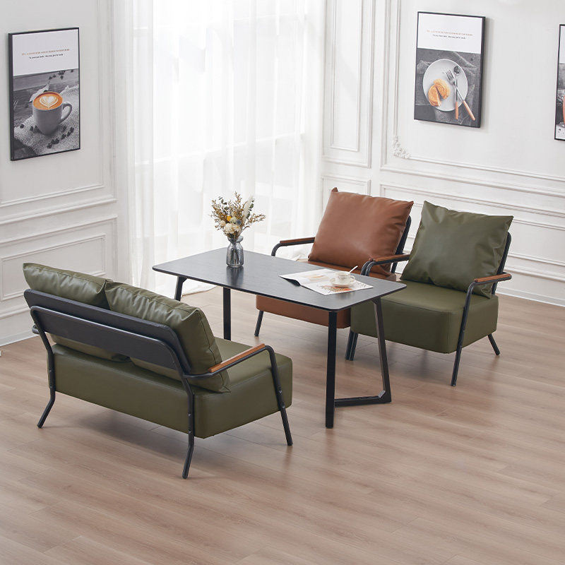 酒店咖啡厅沙发桌椅组合奶茶店清吧酒吧特色餐厅铁艺沙发椅子复古