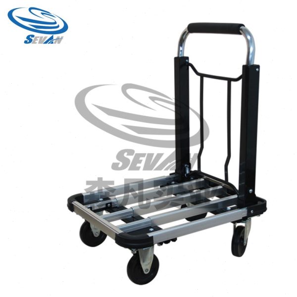 森凡Sevan 平板车小推车 铝合金 伸缩折叠手推车 搬运手拉车150KG