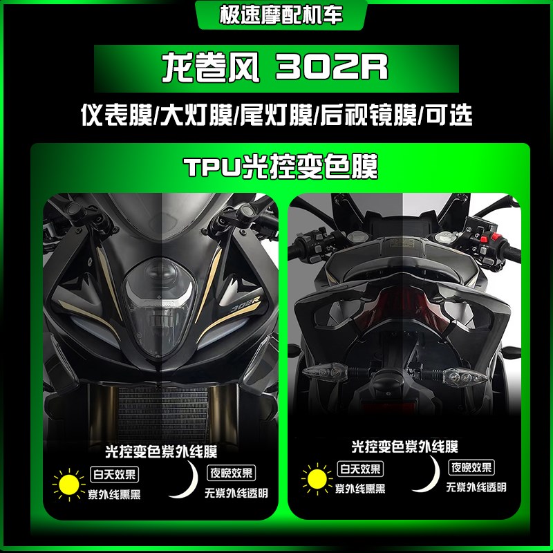 适用贝纳利龙卷风3l02R熏黑灯膜大灯耐磨高清屏幕划痕修复保护改