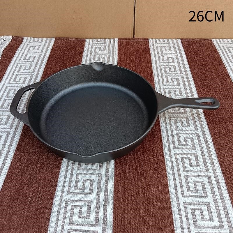 铸铁平底锅煎锅加厚老式生铁锅烙饼锅煎蛋J锅牛排锅不粘无涂层26C