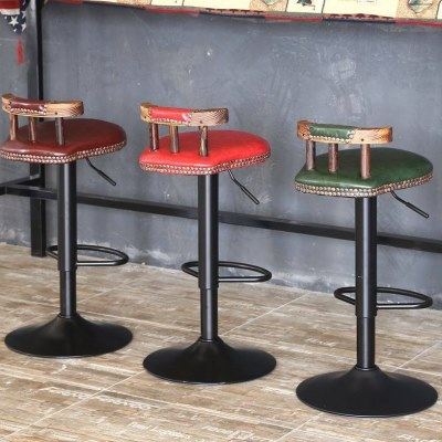 吧台椅升降实木高脚凳铁艺酒吧椅旋转前台椅家用复古靠背创意椅子,商业/办公家具,商用休闲凳,淘宝优惠券,粉丝福利购,淘宝优惠卷