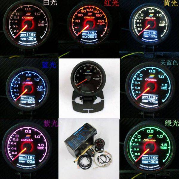 改装涡轮表水温表转速表电压表油温表油压表真空表7彩带数字显示