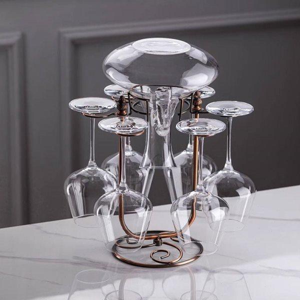 创意醒酒器一体架红酒杯杯架悬挂倒挂脚杯6只装家用红酒架摆件,收纳整理,红酒架,淘宝优惠券,粉丝福利购,淘宝优惠卷