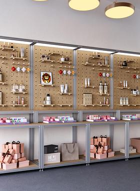 铝挤型材料桦木洞洞板置物架展示架子陈列架商用多层货架组合储物