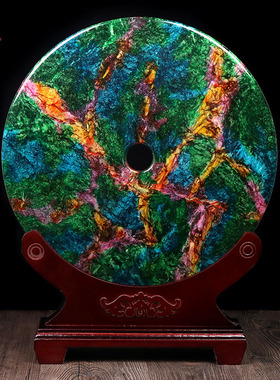 天御阁台湾七彩玉花瓶摆件天然玉石雕刻葫芦平安扣工艺品家居饰品