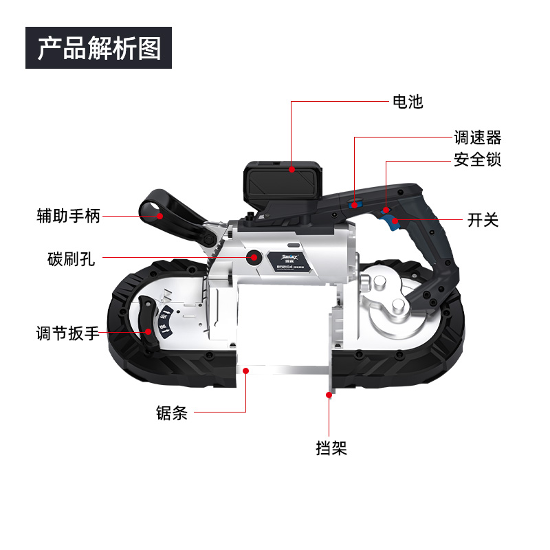 博来锂电手持带锯便携高精度切割机多功能金属小型手提充电式锯床